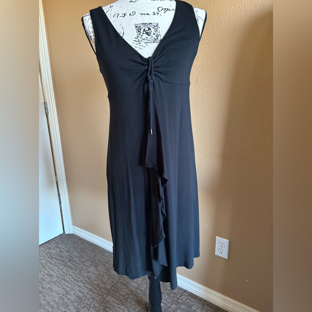 Tommy Bahama Black Ruched Tie Front Sundress